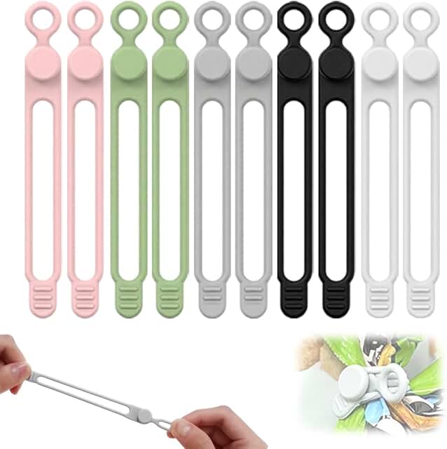 Cord Cable Organizer,2026 Upgrade Silicone Cable Ties,Cable Management Headphone Organizers,Reusable Cord Management Wire Organizers for Cords,Home Office Travel Gadgets (Colorful-10PC)