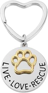 Infinity Collection Pet Rescue Keychain, Engraved Live, Love, Rescue Charm with Paw Print, Two-Tone Silver & Gold Accessories, Gifts for Dog & Cat Lovers