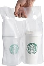 100 Pack Clear Plastic Bags 2 Cup Beverage Carrier Drink Holder up to 32oz Disposable for delivery take Out by Mujoiny