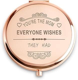 Personalized Gifts for Mom, Unique Mom Gifts from Daughter Son, Sentimental Mothers Day Birthday Gifts for Mother, Engraved Compact Mirror, Rose