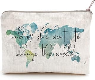 LICOBG Graduation Gift For Her, Makeup Bag Gift, Graduation Gift, Daughter Gift, Sister Gift, World Map Bag, Roommate Gift