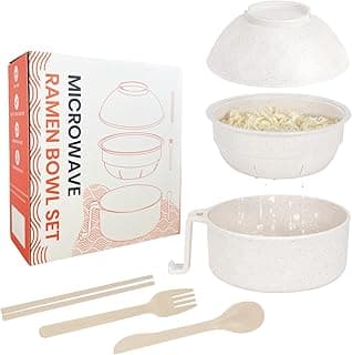 Microwave Ramen Cooker,Ramen Bowl Set,Noodle Bowl With Chopsticks and Spoon,College Dorm Room Essentials for Girls for Boys, Apartment Essentials, Dishwasher-Safe,BPA-Free. (white)