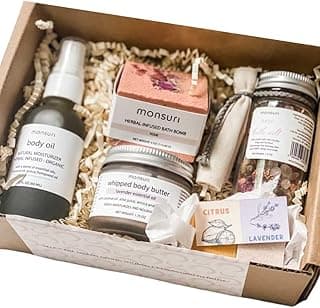 Self Care Gift Basket for Mom: New Mommy Care Package Pampering Gift Set with Bath Accessories and Natural Skincare Products. Our Spa Day Kit for Women is the ideal Birthday Gift Basket for her.