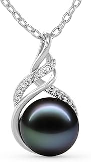 TRYNDI Real Tahitian Black Pearl Necklace Gifts for Women - Larger 11-12mm Luxury Pearl Womens Jewelry, Romantic Valentines Gift for Wife from Husband- Wedding Anniversary, Birthday, Mothers Day, Valentine Necklace for Girlfriend, Fiance & Soulmate