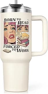 Shqiueos Funny Book Lovers Gifts for Women 40oz Tumbler with Handle and Straw Lid, Christmas Bookish Gifts, Reading Gift for Reader, Librarian, Nerd, Bookworm Cup Water Bottle, Book Themed Present