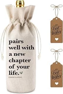 1 Pcs Funny New Chapter Wine Bag New Beginnings Gifts for Women Men Farewell Gifts for Friends Going Away Gifts for Coworkers Women Men Moving Away Gifts for Friends New Teacher Gifts