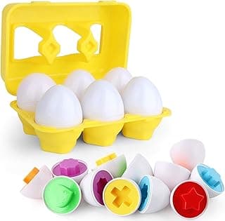Toddler Toys - Color Matching Egg Set - Educational Color, Shapes and Sorting Recognition Skills - Puzzle for Kid Baby Boy Girl, Easter Basket Gift (6 Eggs)