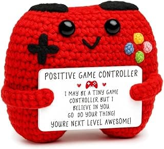 Busy Gaming Life Positive Crochet Controller Gifts for Son Daughter Easter Birthday, Gamer Gift for Teen Boy Girl, Easter Basket Stuffers, Handmade Gamer Game Controller for Teenage Boy Girl