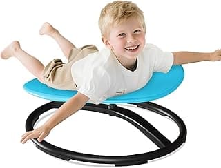 21" L × 19" W Large Size Spinning Chair for Autistic Kids, Toddler Sensory Chair, Sensory Toys Gifts for Kids with Autism & ADHD, Sit and Spin Training Body Coordination, Azure Rounded Shape