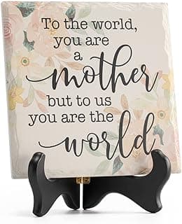 LukieJac Mothers Day Gift For Best Mom Ever - 6''6'' Ceramic Plaque Present From Son Daughter, Mother In Law, Valentine's Day For Wife