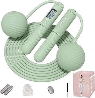 YOTTOY Skipping Ropes for Adults -Cordless Counter Jump Rope with Large Cordless Ball-Weighted Jump Rope for Women with LCD Display