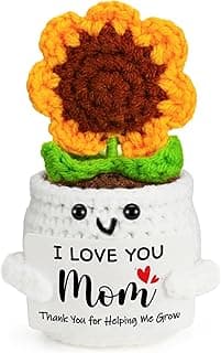 MBL Gifts for Mom from Daughter Christmas - Mom I Love You, Handmade Funny Cute Crochet Sunflower for Mother Mama Mommy Birthday Mother’s Day Stocking Stuffers Xmas from Son