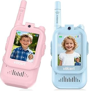 Video Walkie Talkie Toys for Age 3-12 Boys Girls, 2 Pack Walkie Talkies with Screen, Long Range 2 Way Radio with 4 Voice Effects, Christmas Birthday Gifts for Kids Indoor Outdoor Camping