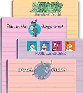 Stonehouse Collection Funny Notepads - Assorted Pack of 4 Note Pads - Funny Office Gifts for Coworkers, Women & Men - Made in USA Note Pad, 4.25 x 5.5 Inch Each - Cute Notepad & Fun Office Supplies