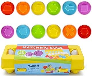 JUNBESTN Easter Matching Eggs Connect Eggs Parlour Games Toys Gifts for 2 3 Years Old Kids Toddler Baby Girls Boys Shape Color