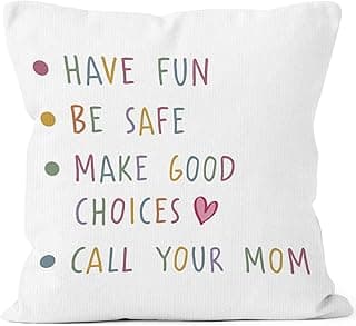 Colorful Call Your Mom Throw Pillow Covers 18x18, Dorm Room Classroom Decor Pillow Cases for Freshman College Girls, Decorative Square Pillowcases for Couch Bed Sofa, Back to School Gifts