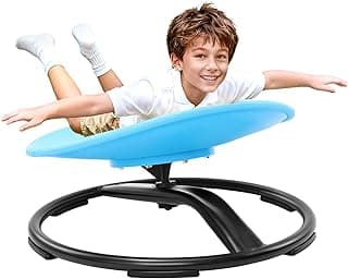 Zhenx Spinning Chair for Autistic Kids (Ages 3-18) - 220LBS Capacity Sensory Swivel Seat - Sensory Toy for Teens with ADHD/Autism - Sit and Spin Calming Gift to Improve Focus & Body Balance (Blue)