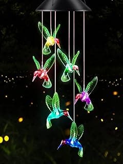 Gifts for Mom from Daughter Son Husband LED Solar Hummingbird Wind Chimes Indoor Outside Best Gifts for Mothers Day Birthday Grandma Women Who has Everything Outdoor Decor,Yard Decorations