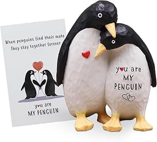 Anniversary Wedding Gifts for Women Men Couple, Gifts for Her Him, Birthday Gift for Girlfriend Boyfriend, I Love You Gift for Wife Husband-Couple Penguin Figurine for Christmas Valentines Day