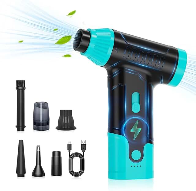 Compressed Air Duster Keyboard Cleaner - Electric Air Blower Cleaning Kit 150,000 RPM Mini Blower Spray to Dust Off Car, PC, Keyboard, Vacuum (Green)