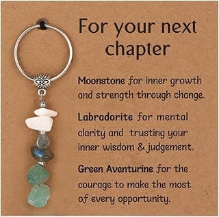 Natural Crystals Keychain Gift for New Beginnings, New Beginnings Gifts for Coworker Anxiety Relief Keychain for Women