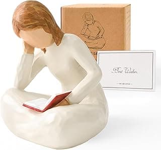 Cuayaes Reading Thinker Statue Book Lover Gifts for Women Readers, Graduates, Students, Teachers, Bookshelf Decor Aesthetic Sculpture Home Decor for Shelves Desk Office Living Room