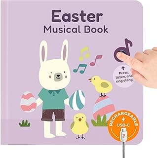 Cali's Books Easter Nursery Rhymes Musical Book - Easter Basket Stuffers for Toddlers, Baby Easter Basket Stuffers, Rechargeable Musical Books for Toddlers 1-3