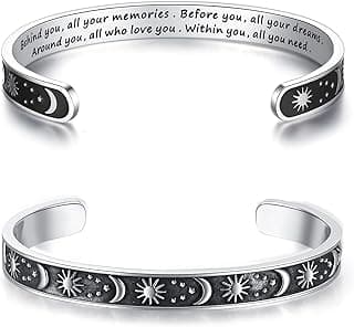 TONY & SANDY Inspirational Bracelets for Women Teen Girls Personalized Gifts for Daughter Granddaughter Mom Sister Friends Stainless Steel Engraved Cuff Birthday Easter Christmas