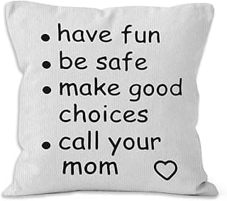 HIWX College Dorm Decor,Funny Have Fun Be Safe Make Good Choices Call Your Mom Decorative 18 x 18 Throw Pillow Cover,Call Your Mom Pillow,Throw Pillows for Dorm Bed Room Student Decor Pillowcase