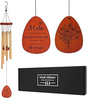 Moms Wind Chimes – Windchimes for Home & Garden, Mother's Day Birthday Gift from Daughter & Son, Valentines Day Gift Ideas for Mom