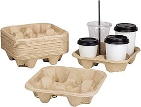 Karat Disposable Drink Carrier | 300 Pack | 4-Cup Molded Fiber Drink Carrier Tray (8-32 oz Cups) Sturdy, Easy to Carry for Business