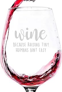 Mothers Day Gifts For Mom, Raising Tiny Humans Ain't Easy Wine Glass, Mothers Day Gifts For Daughter, Mother's Day Wine Glass, First Mother Day Gift For New Mom, Moms To Be Mother Day Gift