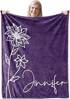 Mothers Day Blanket Personalized Gifts for Mom, Custom Blanket with Kids Names, Birth Month Flower Grandma's Garden Blankets Customized Birthday Gift for Grandmother Nana Gigi Mother