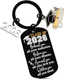 2026 Graduation Gift For Him Her Senior Class Of 2026 Keychian Graduation Charms College Gifts For Girls Boys Teen Boy Girls Grad Gift Senior High School College Keyring Necklace