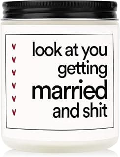 BaubleDazz Funny Wedding Gifts, Bachelorette & Bridal Shower Gift for Bride, 7oz Lavender Scented Soy Wax Candle, Bride to Be, Engagement Gifts for Couples