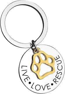 Dabihu Animal Rescue Gifts Pet Owner Gifts Pet Lover Keychain Live Love Rescue Keyring Birthday Gift for Dog Cat Owners Dog Cat Lovers Keychain