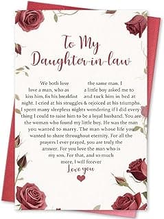 Heartfelt Love Card for Daughter In Law, Wedding Day Gift from Mother In Law, Thank You Card To My Daughter In Law