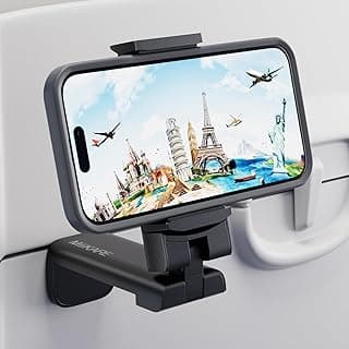 MiiKARE Airplane Travel Essentials Phone Holder, Universal Handsfree Phone Mount for Flying with 360 Degree Rotation, Accessory for Airplane, Travel Must Haves Phone Stand for Desk, Tray Table