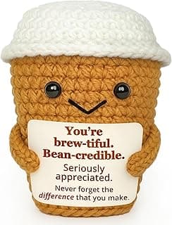 Coffee Lovers Gifts for Women, Positive Espresso Emotional Crochet Handmade Support, Small Appreciation Gifts for Coworker, Teacher Friends Thank You Gift