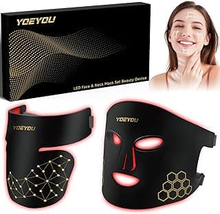 Red Light Therapy for Face and Neck, 850nm Infrared & Red Light Mask, 4 Modes LED Face Mask Light Therapy with Neck Masks, 2600mAh Rechargeable Portable Skincare Device at Home & Travel