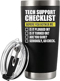 Panvola Tech Support Checklist Technical Support Gifts Computer Programmer IT Tech Support Engineer Support Specialist Vacuum Insulated Tumbler Stainless Steel Travel Mug (20 oz)
