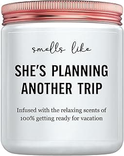 Best Travel Gifts for Women, Funny Gift for People Who Like Travel Hiking - Unique International Traveler Planner Vacation Retirement Present Candle