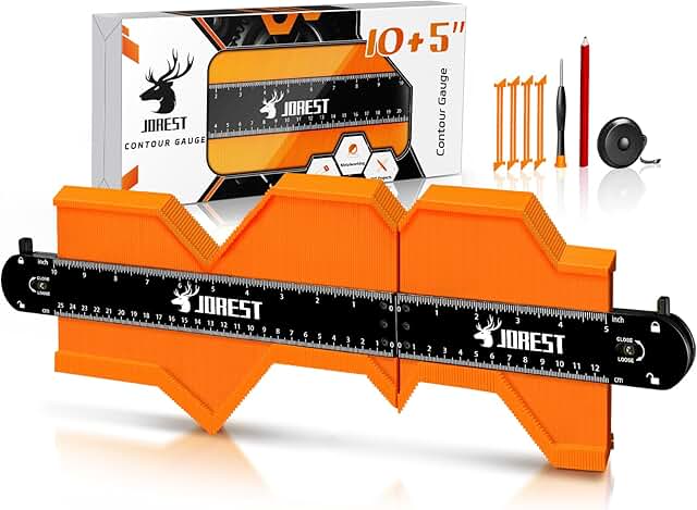 JOREST Connectable Contour Gauge (10+5 Inch), Gifts Ideas for Men Dad Handyman Husband Him, Shape Profile Duplicator with Lock, Outline Angle Measuring Tool, Template tool, Tile Flooring, Scribe Edge