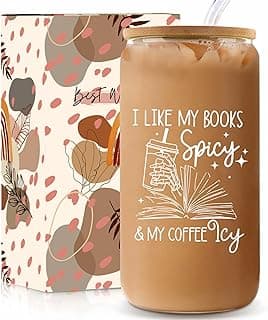 Book Lovers Gifts Idea, 16 oz Cute Glass Cups with Lids and Straws, Bookish Present, Mothers Day Reading Gifts for Book Lovers Women, Readers, Bookworm - Coffee Tumbler, Reading Accessories