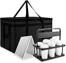 Cooler Insulated Food Delivery Bag & Drink Carrier with Hard Bottom, XXX-Large Pizza Bags for Commercial Food Delivery, Grocery Catering Travel Thermal Frozen Carrier, Cold Warmer Accessories