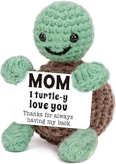 Mini Funny Turtle Mom Gifts from Daughter Son, Birthday Mothers Day Easter Gifts for Mom Mother Mama Presents, I Love You Small Cute Stuff Things, Handmade Emotional Positive Crochet Turtle