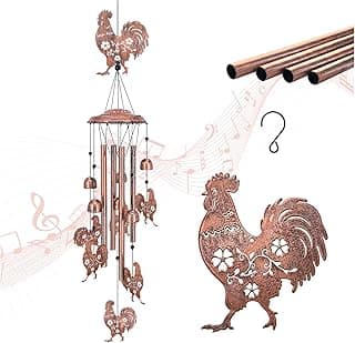 Chicken Wind Chimes Outdoor Chicken Gifts for Women/Men/Mom/Grandma Rooster Birthday Gifts Memorial Gift Metal WindChimes for Outside/Indoors, Home, Lawn, Porch, Patio, Garden Decor, Yard Decorations