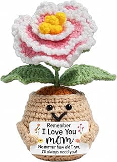 Gifts for Mom from Daughter, Son - Cute Mothers Day, Birthday Gifts for Mom - Mothers Day Crochet for Mother Daughter - Inspirational Positive Support Peony Flower Crochet