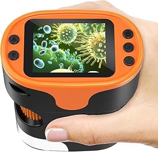1000X Handheld Microscope for Kids 4K 2.0" Screen Rechargeable Mini Pocket Digital Microscopes w/Slides Kit Portable Edu Gift Age 4-6 8-12 Children Students
