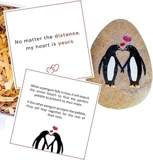 Long Distance Relationship Gift – Penguin Pebble – I Love You Gift for Couples, Boyfriend, Girlfriend, Husband or Wife – Cute Relationship Keepsake for Anniversaries, Valentine’s Day, or Just Because